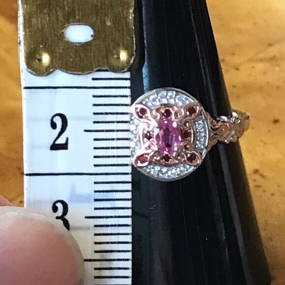 Rare Pink Spinel Sterling Silver Ring Size 8 - Picture 5 of 9